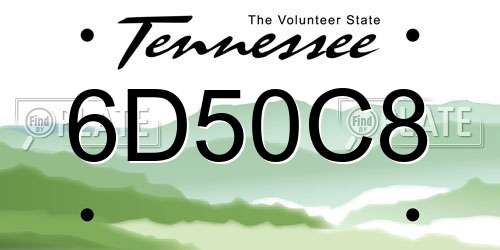 6D50C8 Tennessee License Plate