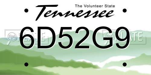 6D52G9 Tennessee License Plate