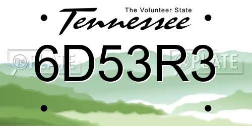 6D53R3 Tennessee License Plate