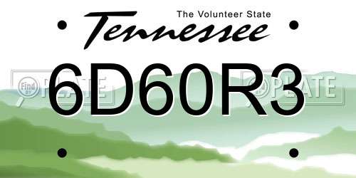 6D60R3 Tennessee License Plate