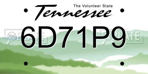 6D71P9 Tennessee License Plate