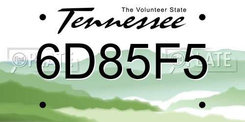 6D85F5 Tennessee License Plate