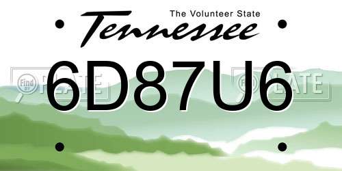 6D87U6 Tennessee License Plate