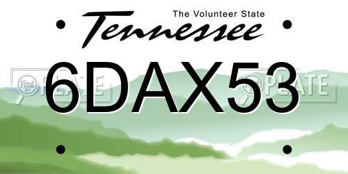 6DAX53 Tennessee License Plate