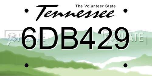 6DB429 Tennessee License Plate