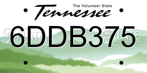 6DDB375 Tennessee License Plate