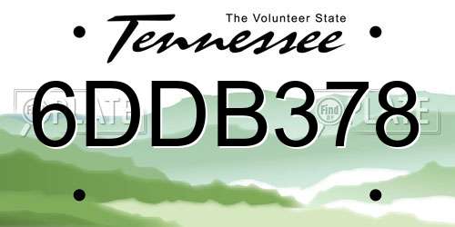 6DDB378 Tennessee License Plate