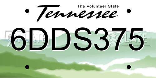6DDS375 Tennessee License Plate