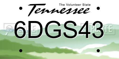 6DGS43 Tennessee License Plate