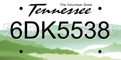 6DK5538 Tennessee License Plate