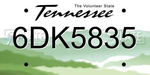 6DK5835 Tennessee License Plate