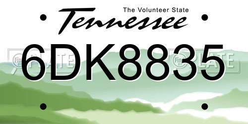 6DK8835 Tennessee License Plate