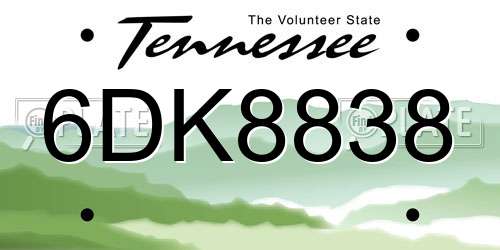 6DK8838 Tennessee License Plate