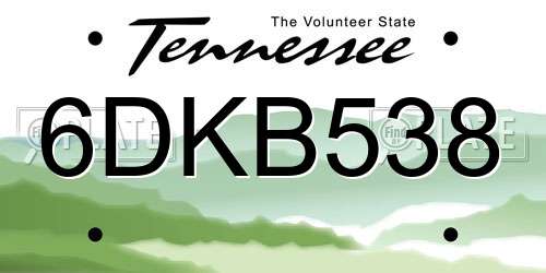 6DKB538 Tennessee License Plate