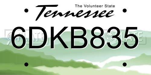 6DKB835 Tennessee License Plate