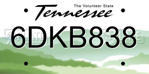6DKB838 Tennessee License Plate