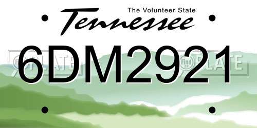 6DM2921 Tennessee License Plate