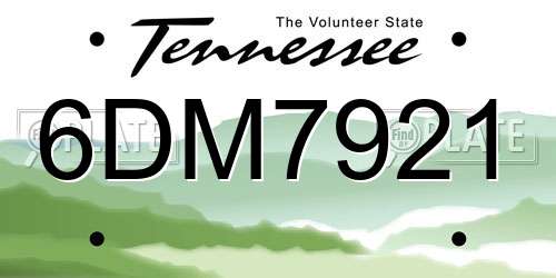 6DM7921 Tennessee License Plate