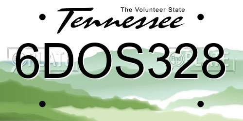 6DOS328 Tennessee License Plate