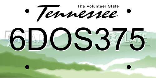 6DOS375 Tennessee License Plate