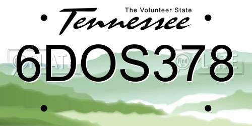 6DOS378 Tennessee License Plate