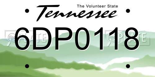 6DP0118 Tennessee License Plate