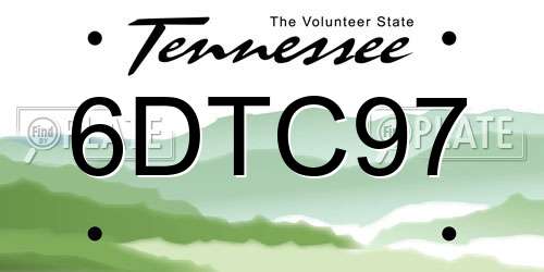 6DTC97 Tennessee License Plate
