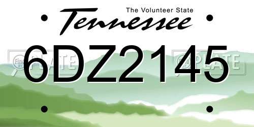 6DZ2145 Tennessee License Plate