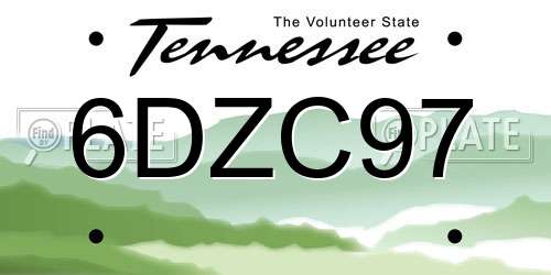 6DZC97 Tennessee License Plate