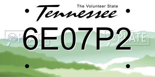 6E07P2 Tennessee License Plate