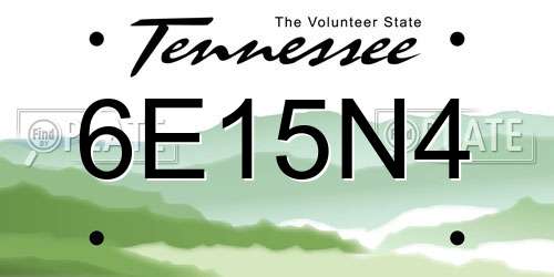 6E15N4 Tennessee License Plate