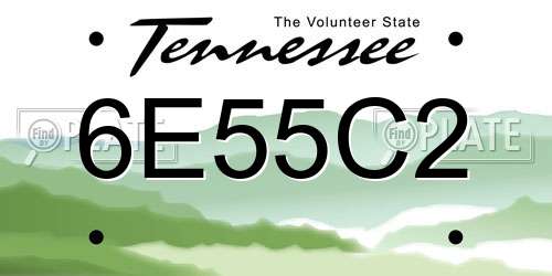 6E55C2 Tennessee License Plate