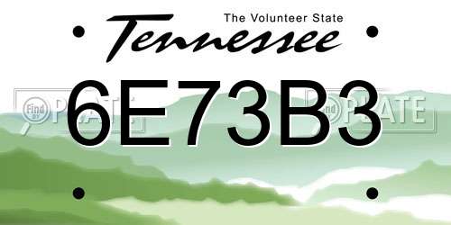 6E73B3 Tennessee License Plate