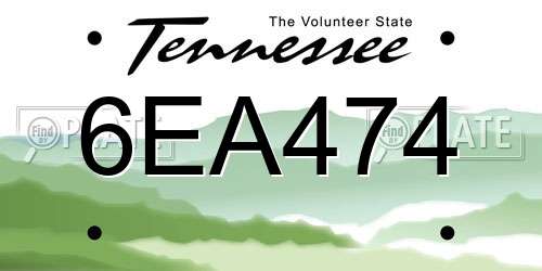 6EA474 Tennessee License Plate