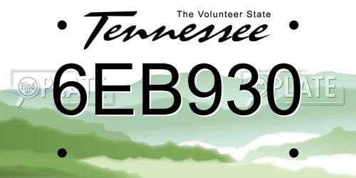 6EB930 Tennessee License Plate