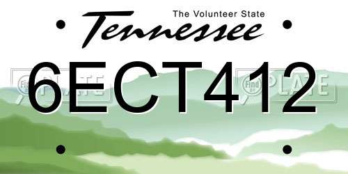 6ECT412 Tennessee License Plate