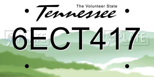 6ECT417 Tennessee License Plate