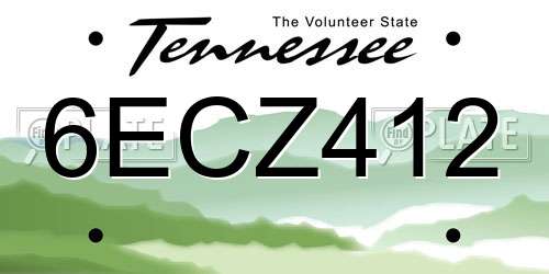 6ECZ412 Tennessee License Plate