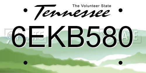 6EKB580 Tennessee License Plate