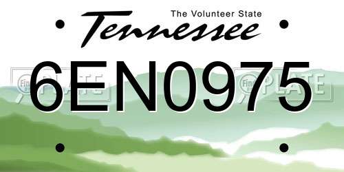 6EN0975 Tennessee License Plate