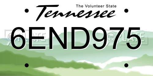6END975 Tennessee License Plate
