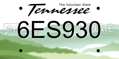 6ES930 Tennessee License Plate