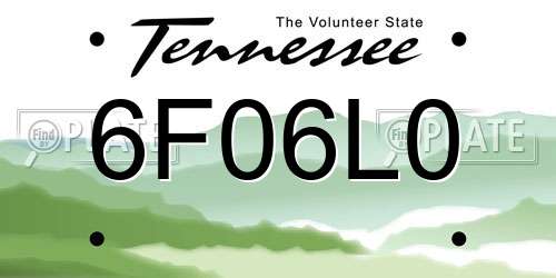 6F06L0 Tennessee License Plate