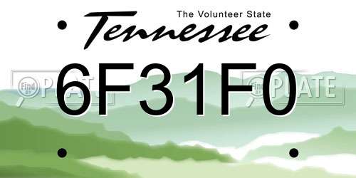 6F31F0 Tennessee License Plate