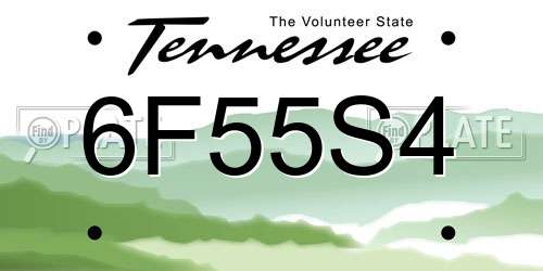 6F55S4 Tennessee License Plate