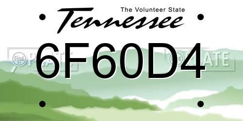 6F60D4 Tennessee License Plate