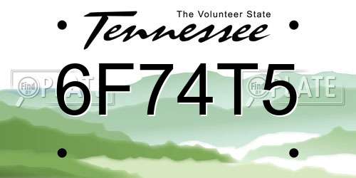 6F74T5 Tennessee License Plate