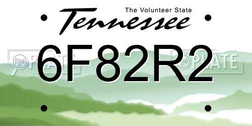 6F82R2 Tennessee License Plate