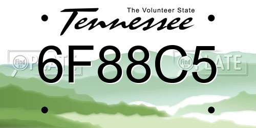 6F88C5 Tennessee License Plate