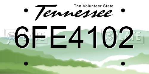 6FE4102 Tennessee License Plate